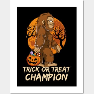 Funny Bigfoot Halloween Trick or Treat Champion Posters and Art